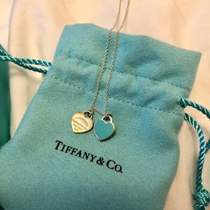 Tiffany double heart 16in necklack excellent condi